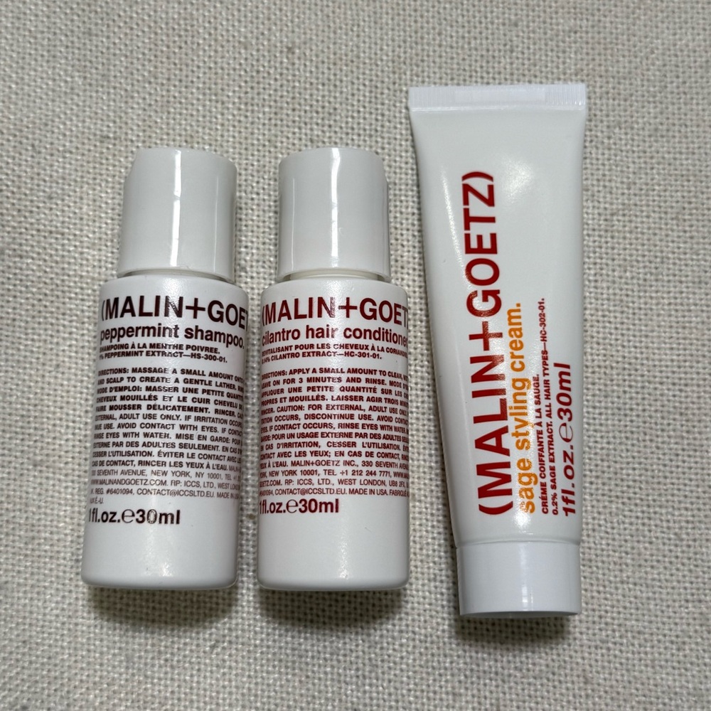 Malin+Goetz Hair Care Shampoo Conditioner Styling Cream Travel Beauty Gift Set